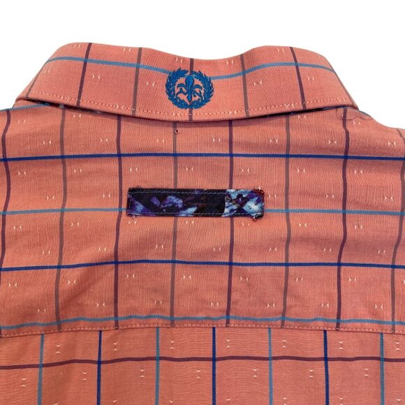 Au Noir Mens Long Sleeve Pink Plaid Button-Up Shirt size 6/2XL cotton pink blue - Picture 6 of 16